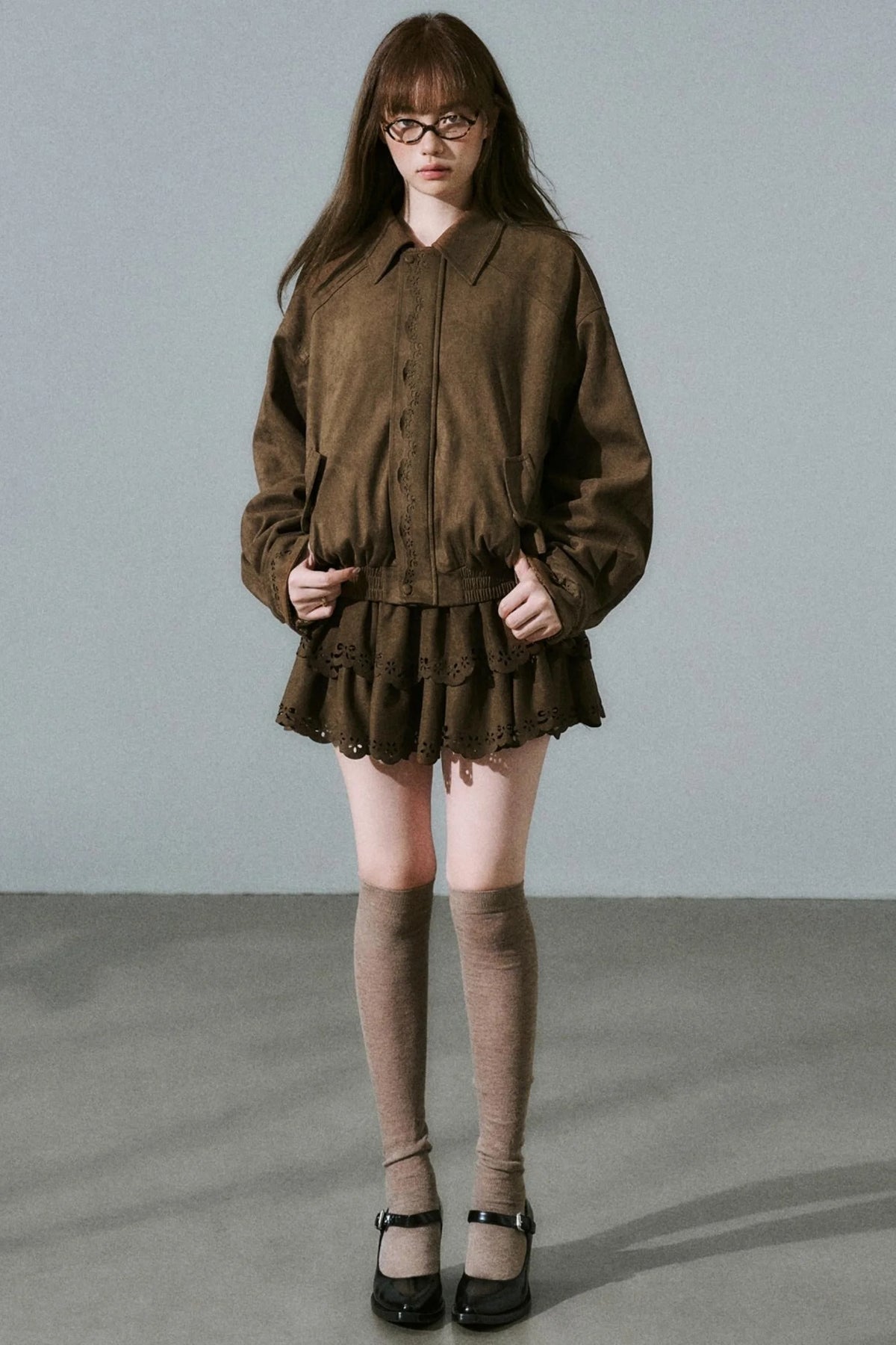 Winter Flower Suede Skirt Set-Up