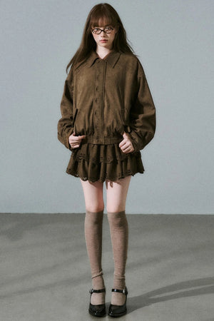 Winter Flower Suede Skirt Set-Up