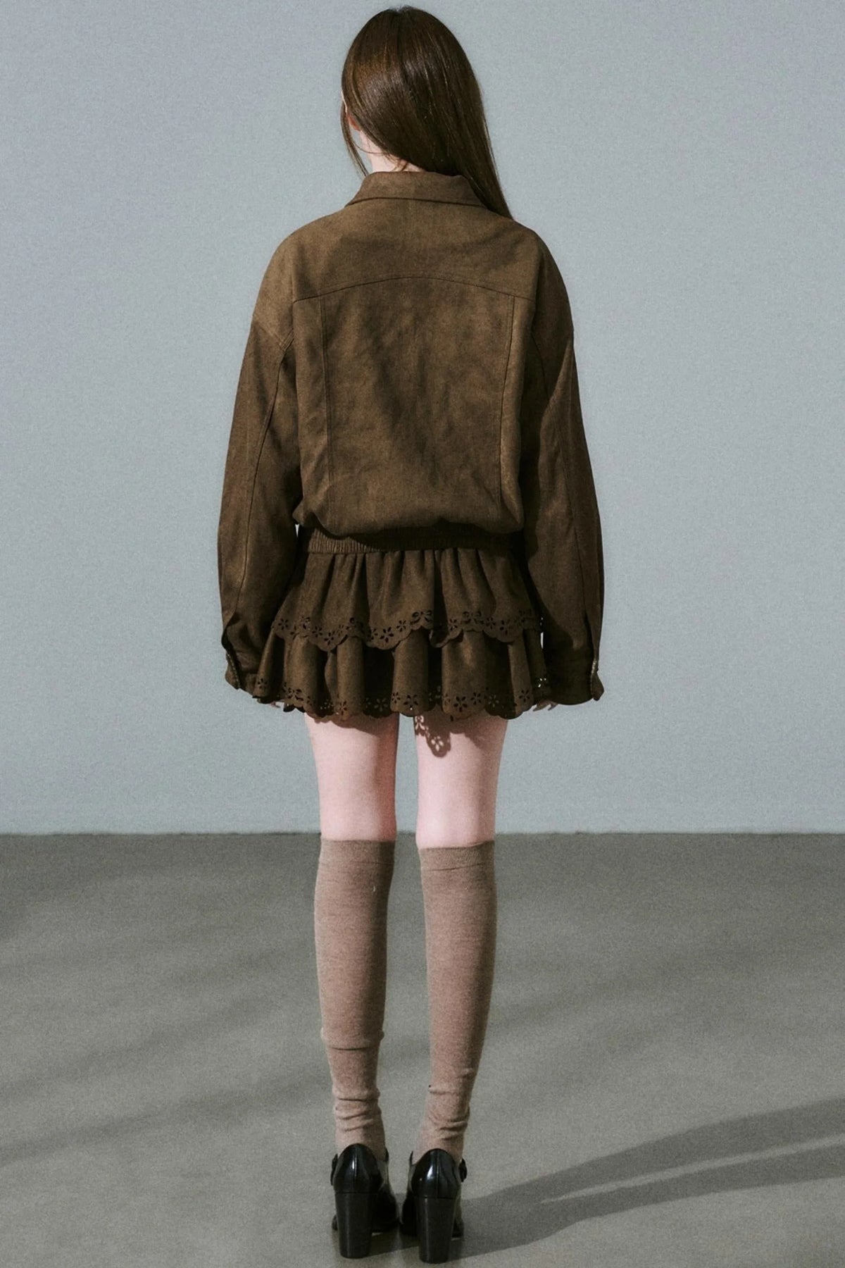 Winter Flower Suede Skirt Set-Up