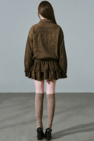 Winter Flower Suede Skirt Set-Up