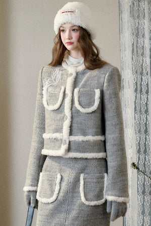 Winter Gate Wool Tweed Long Skirt Set-Up