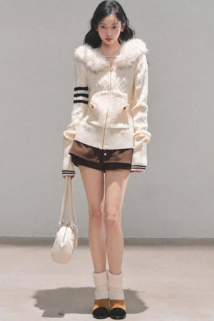 Winter Hooded Knit Sweater