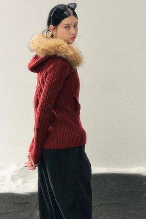 Winter Hooded Knit Sweater