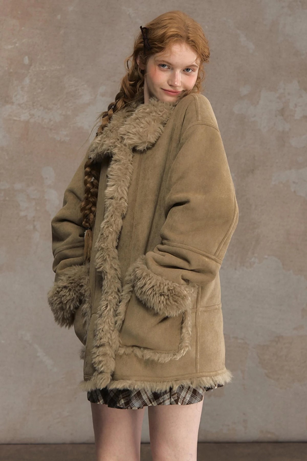 Winter Lamb Fur Deer Skin Jacket