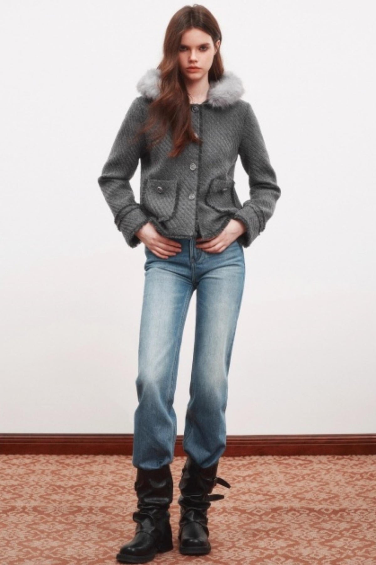 Winter Metal Buckle Wool Jacket