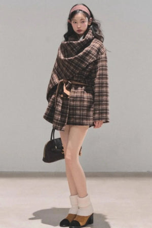 Winter Plaid Wool Coat