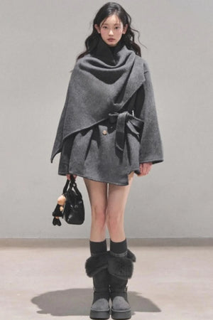 Winter Plaid Wool Coat