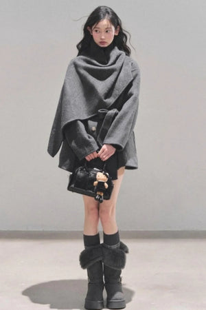 Winter Plaid Wool Coat