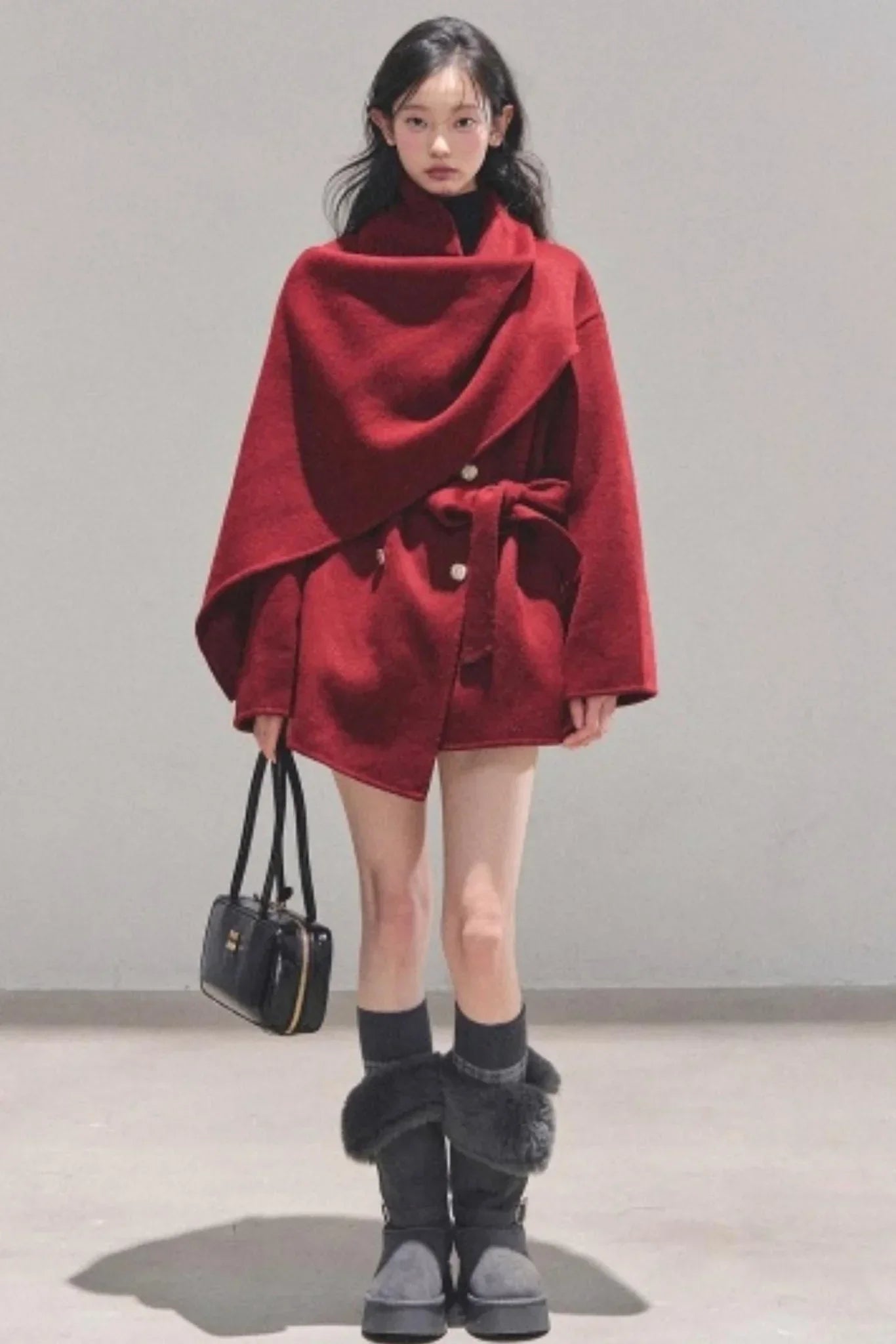 Winter Plaid Wool Coat