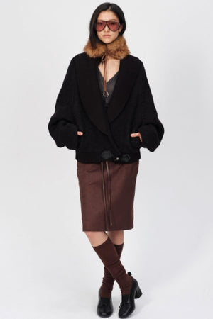 Winter Retro Suede Midi Skirt