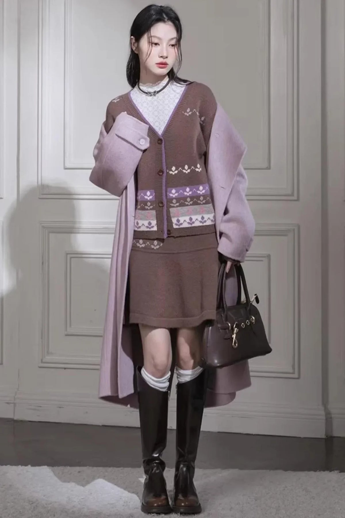 Winter Tulip Wool Cardigan Set