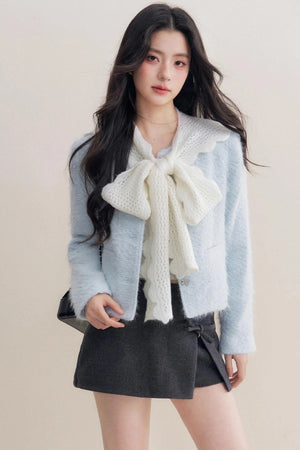 Winter Wool Blend Crew Neck Jacket