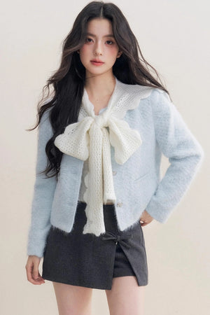 Winter Wool Blend Crew Neck Jacket