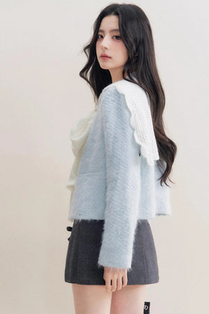 Winter Wool Blend Crew Neck Jacket