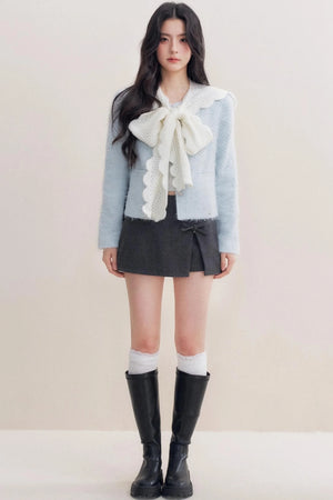 Winter Wool Blend Crew Neck Jacket