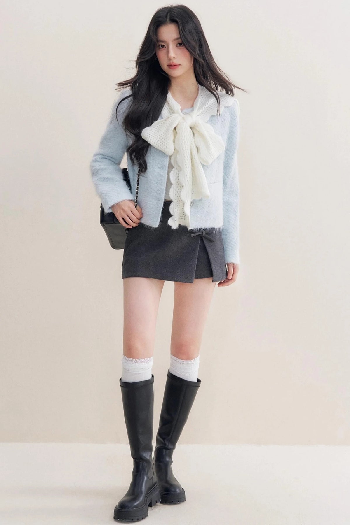 Winter Wool Blend Crew Neck Jacket