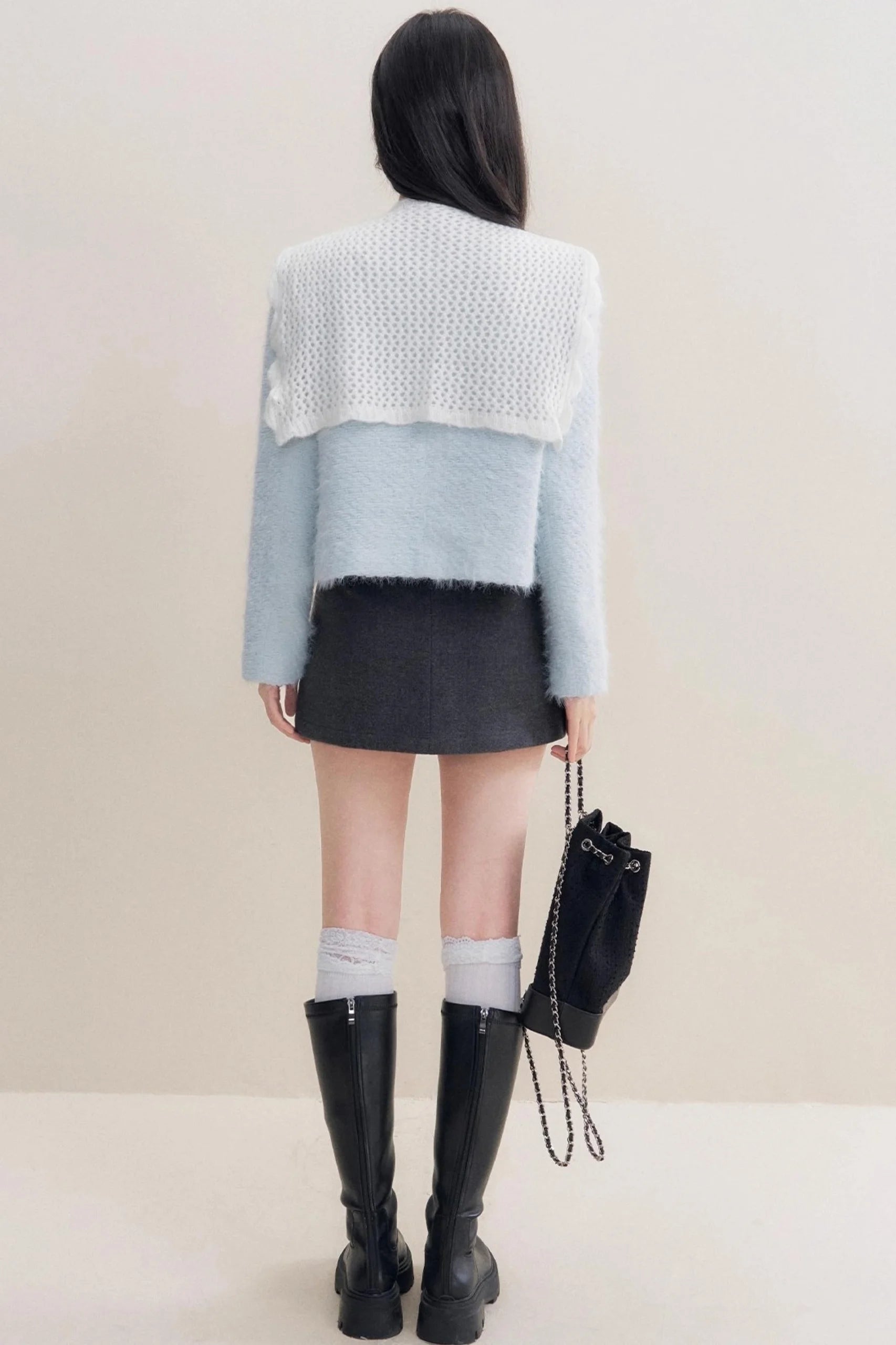Winter Wool Blend Crew Neck Jacket