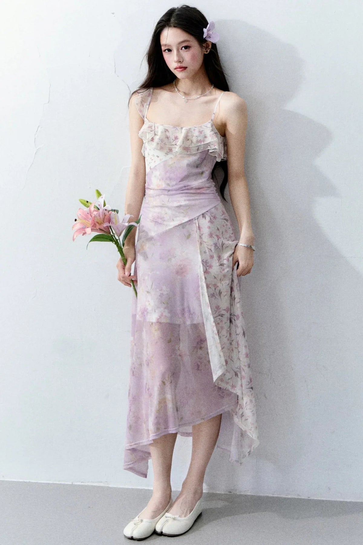 Wisteria Mesh Patchwork Dress