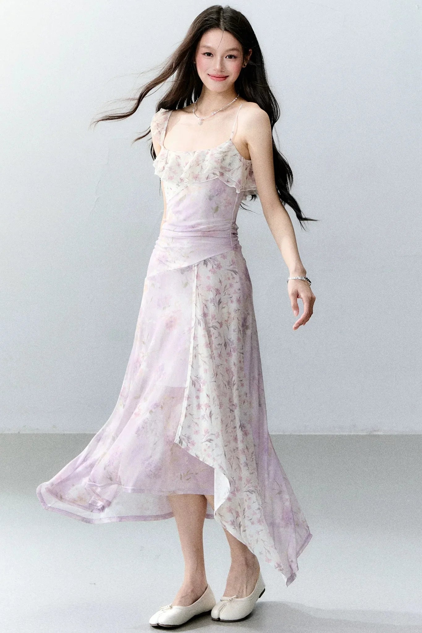 Wisteria Mesh Patchwork Dress