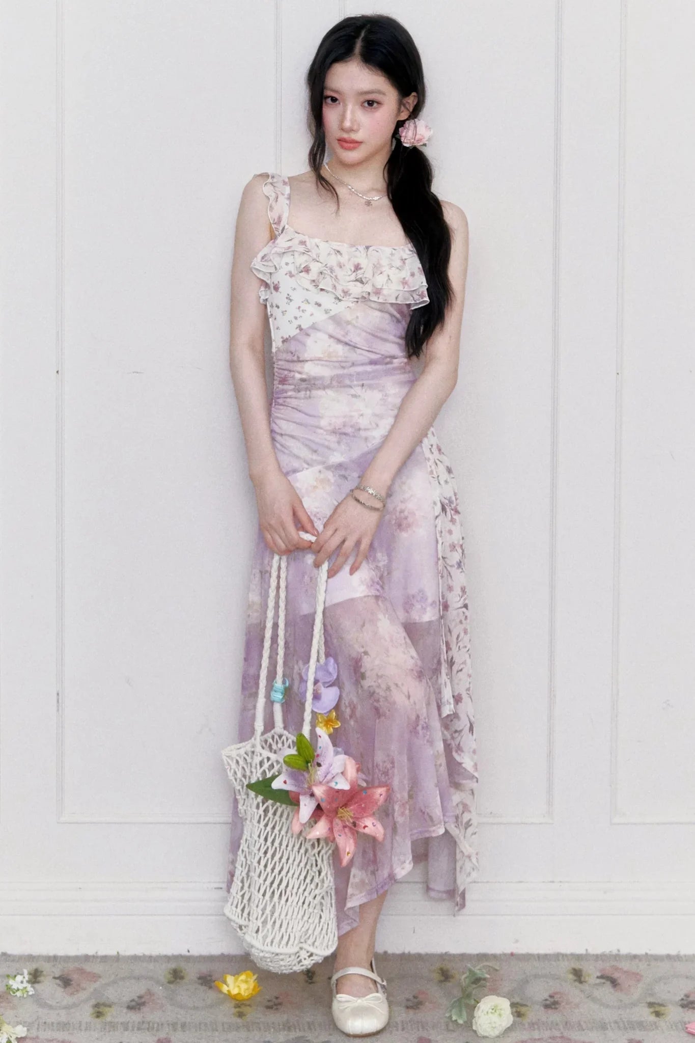 Wisteria Mesh Patchwork Dress
