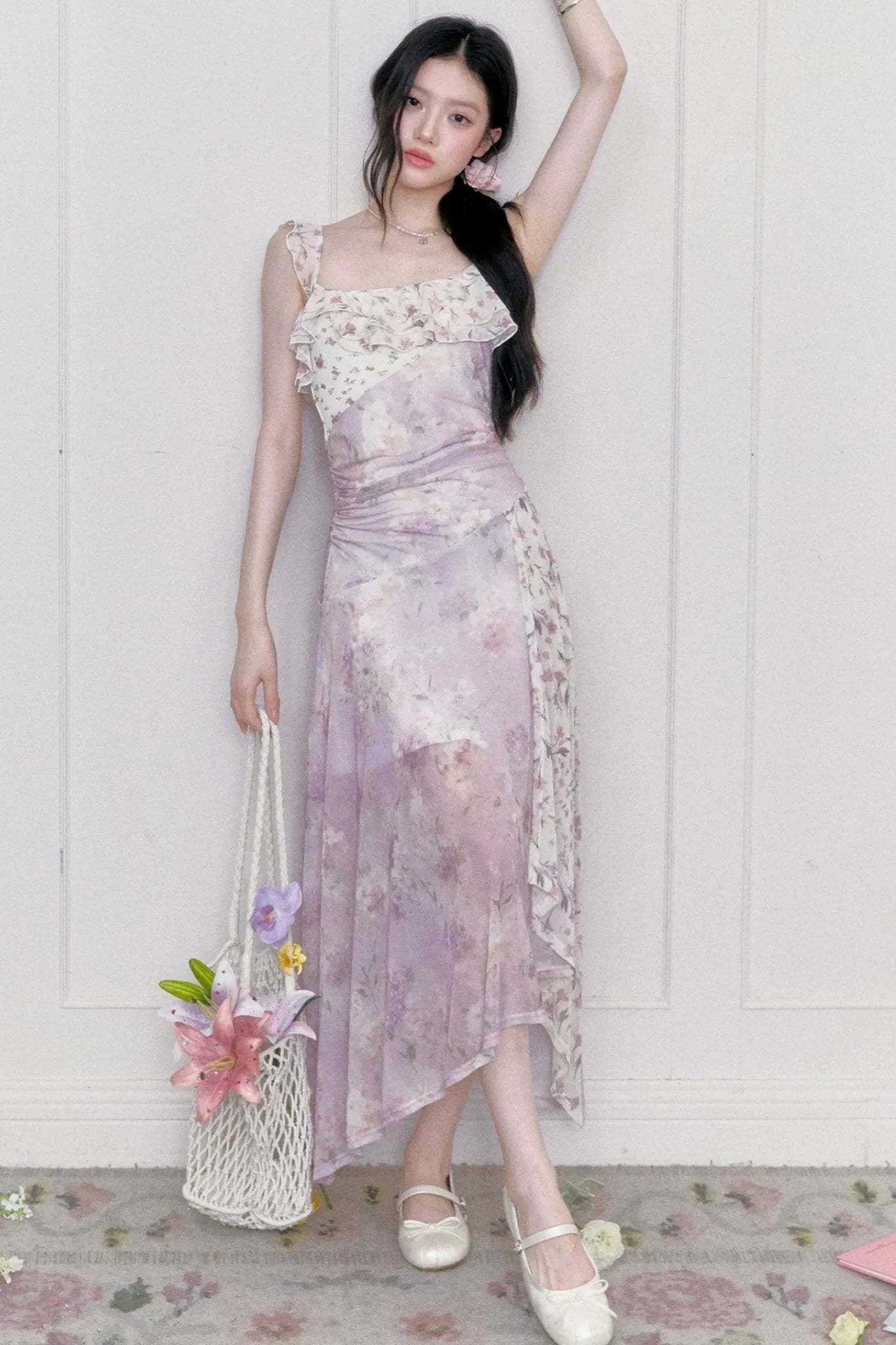 Wisteria Mesh Patchwork Dress