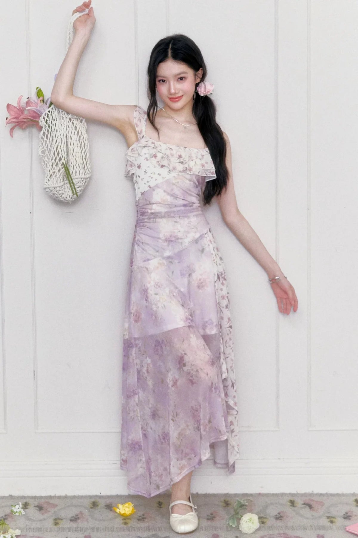 Wisteria Mesh Patchwork Dress