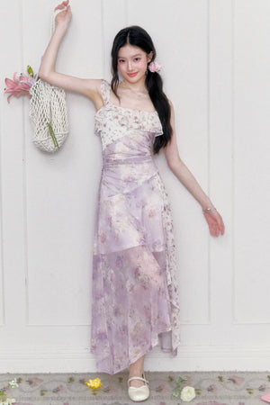 Wisteria Mesh Patchwork Dress