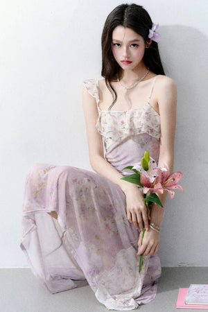 Wisteria Mesh Patchwork Dress