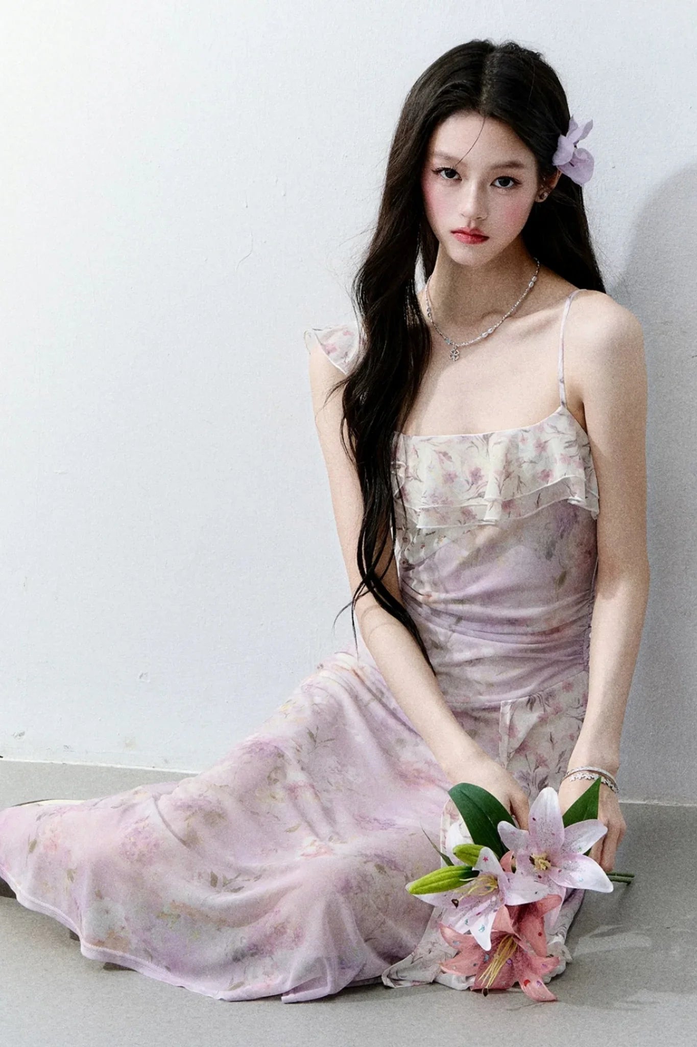 Wisteria Mesh Patchwork Dress