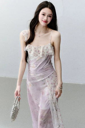 Wisteria Mesh Patchwork Dress