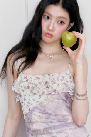 Wisteria Mesh Patchwork Dress