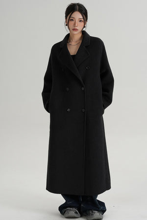 With Suit Collar Long Woolen Coat