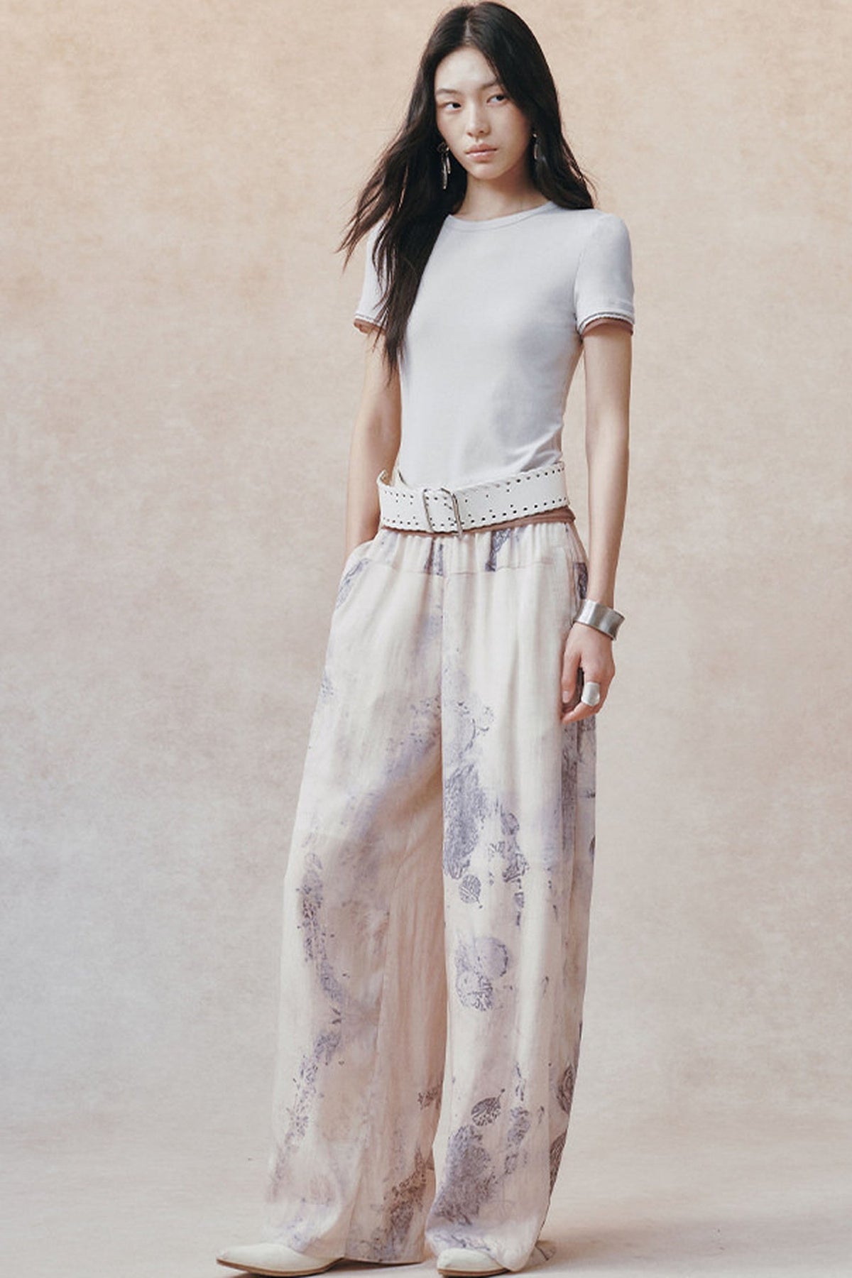 Women's Color-Block Waistband Print Straight-Leg Pants