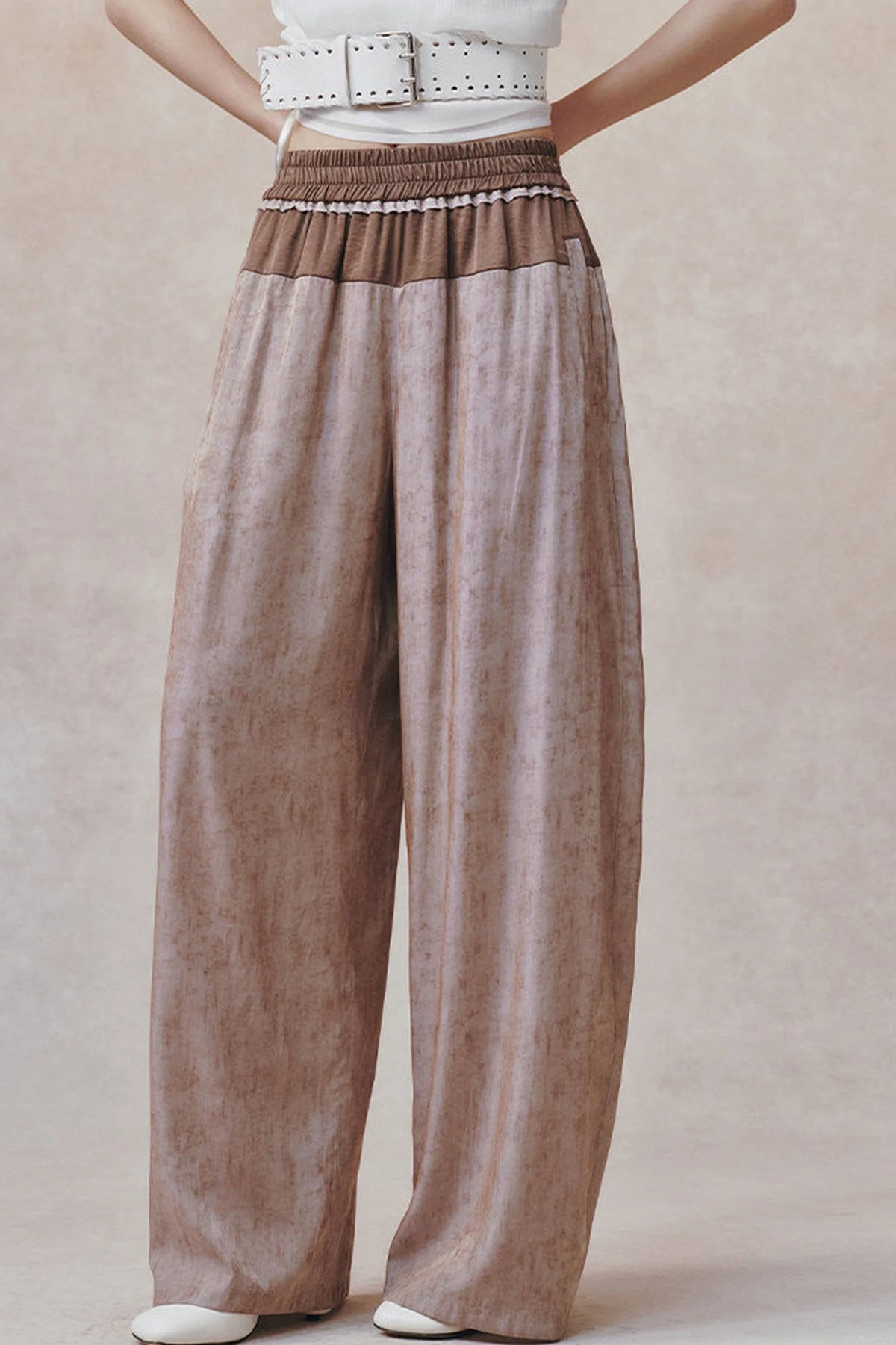 Women's Color-Block Waistband Print Straight-Leg Pants