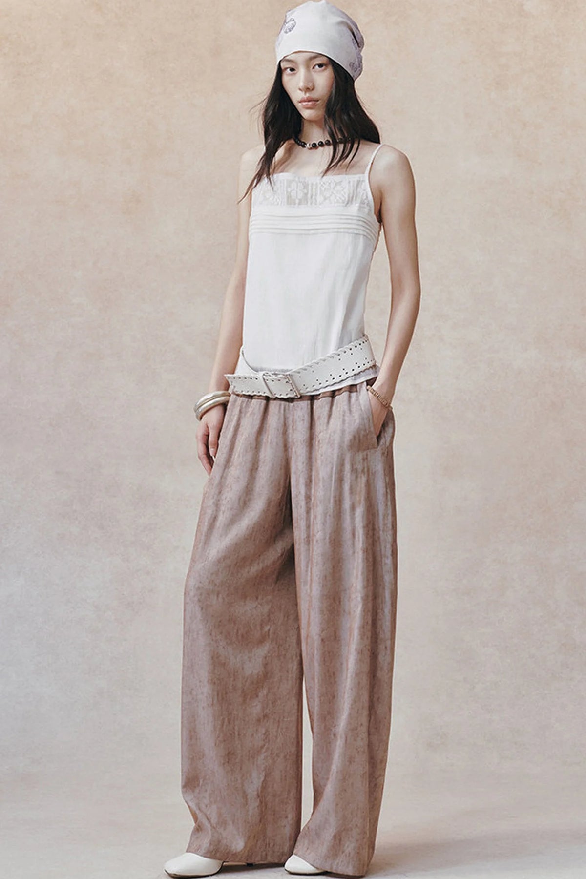 Women's Color-Block Waistband Print Straight-Leg Pants