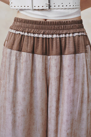 Women's Color-Block Waistband Print Straight-Leg Pants