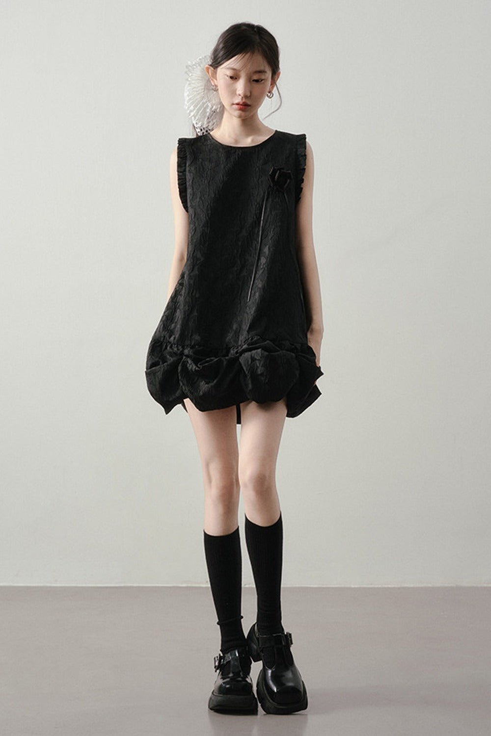 Wood Rose Floral Jacquard Dress