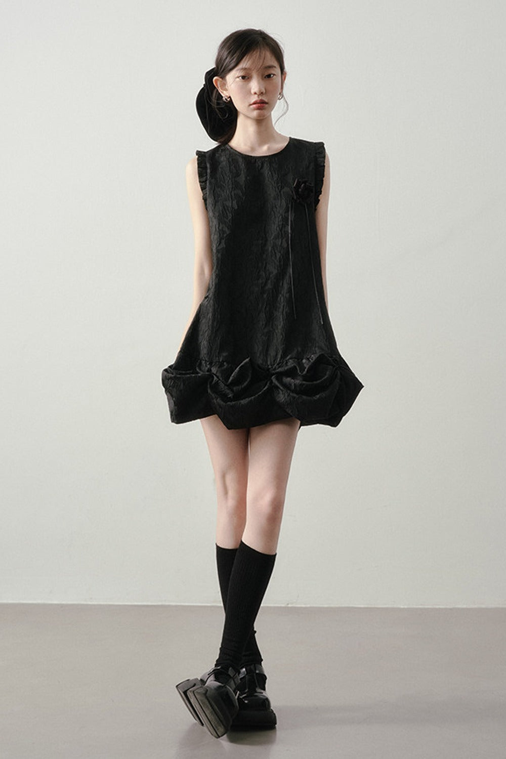 Wood Rose Floral Jacquard Dress