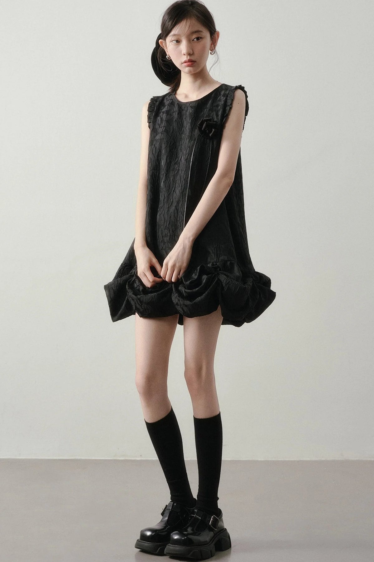 Wood Rose Floral Jacquard Dress