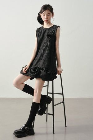 Wood Rose Floral Jacquard Dress