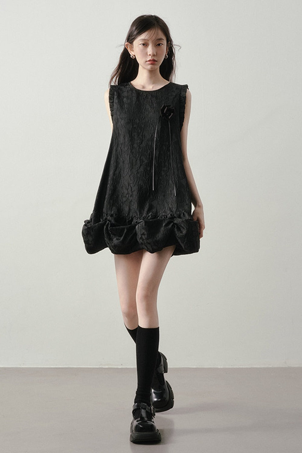 Wood Rose Floral Jacquard Dress