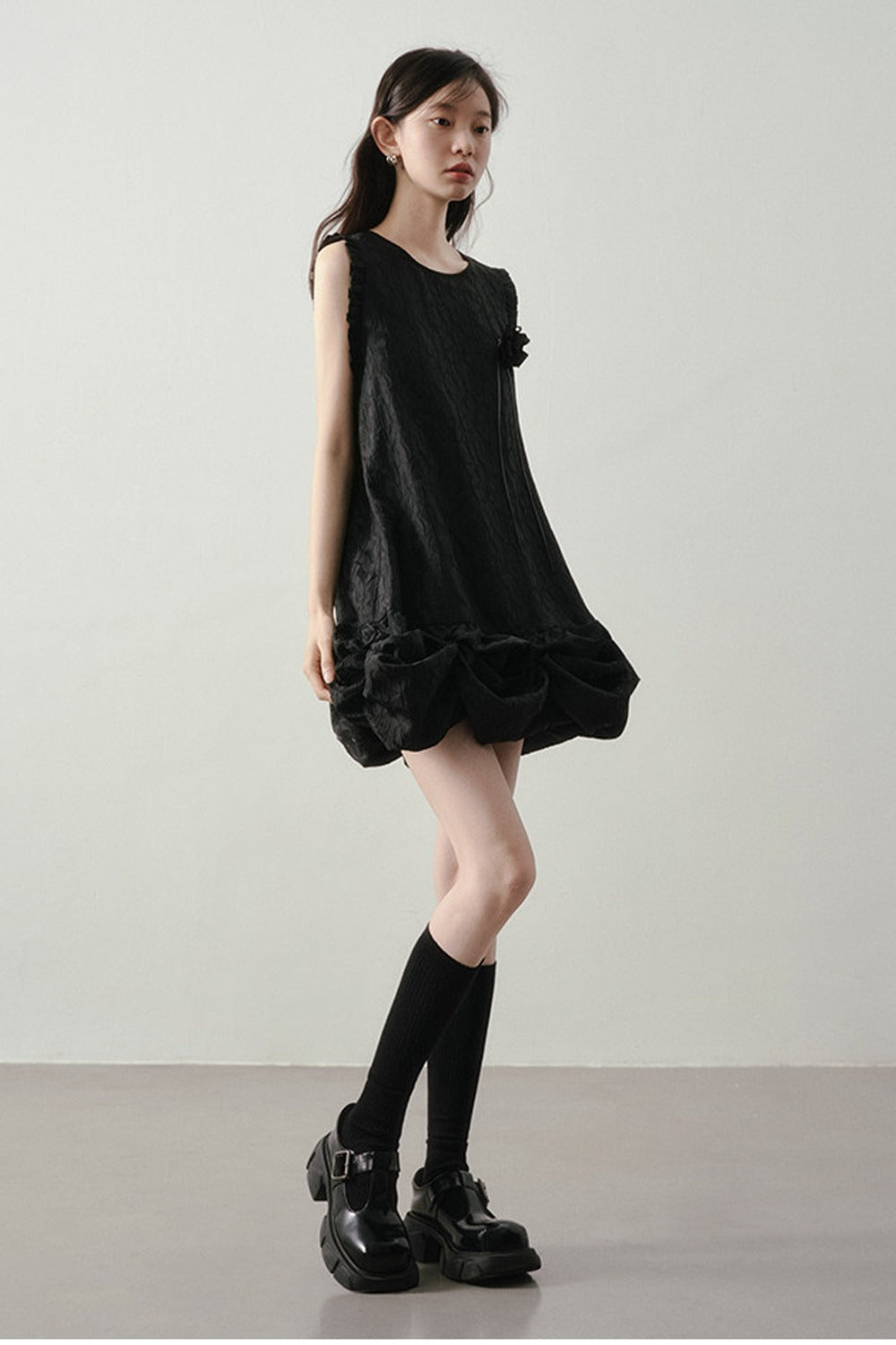 Wood Rose Floral Jacquard Dress