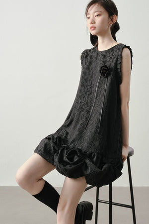 Wood Rose Floral Jacquard Dress