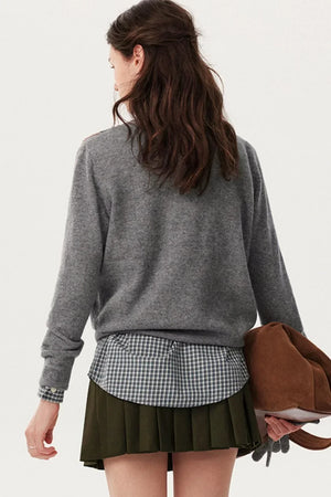 Wool Argyle Knit Cardigan Shirt Set-Up