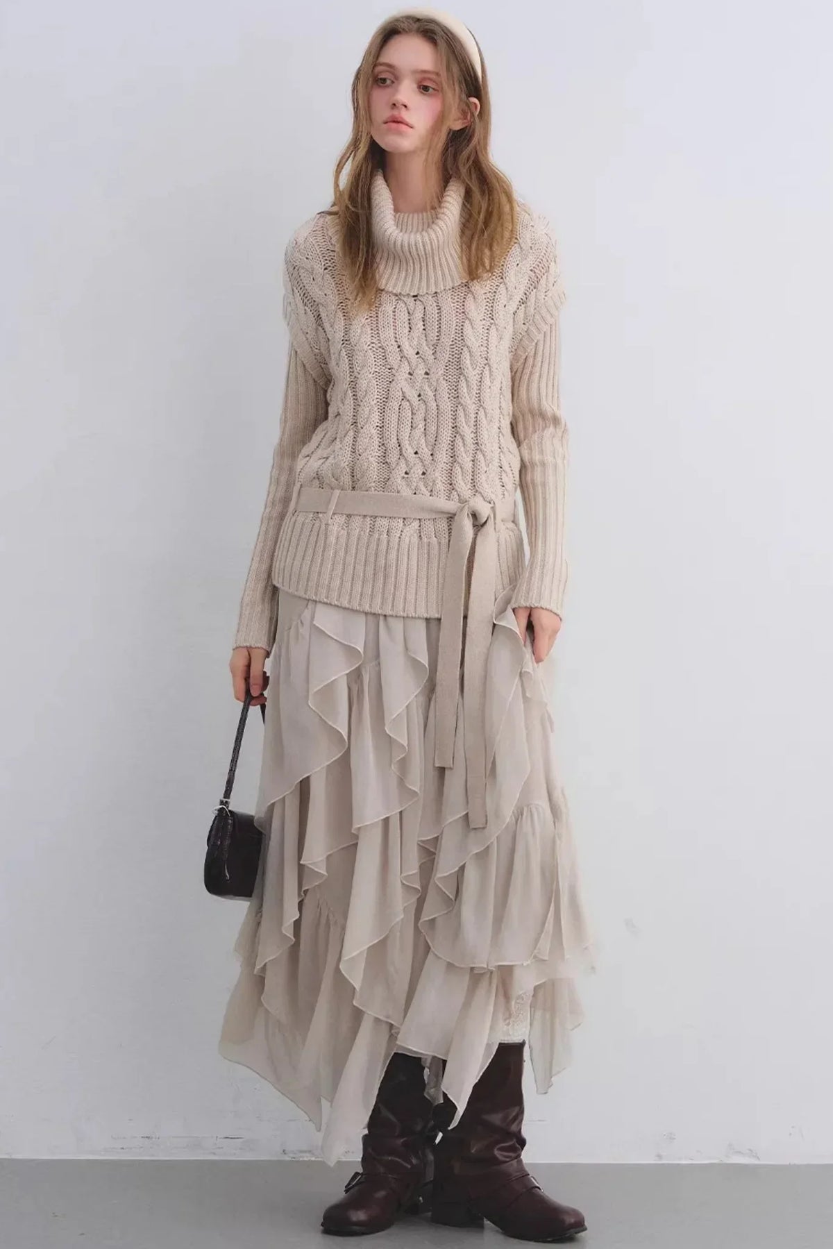 Wool Blend Cable Knit Sweater