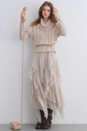 Wool Blend Cable Knit Sweater