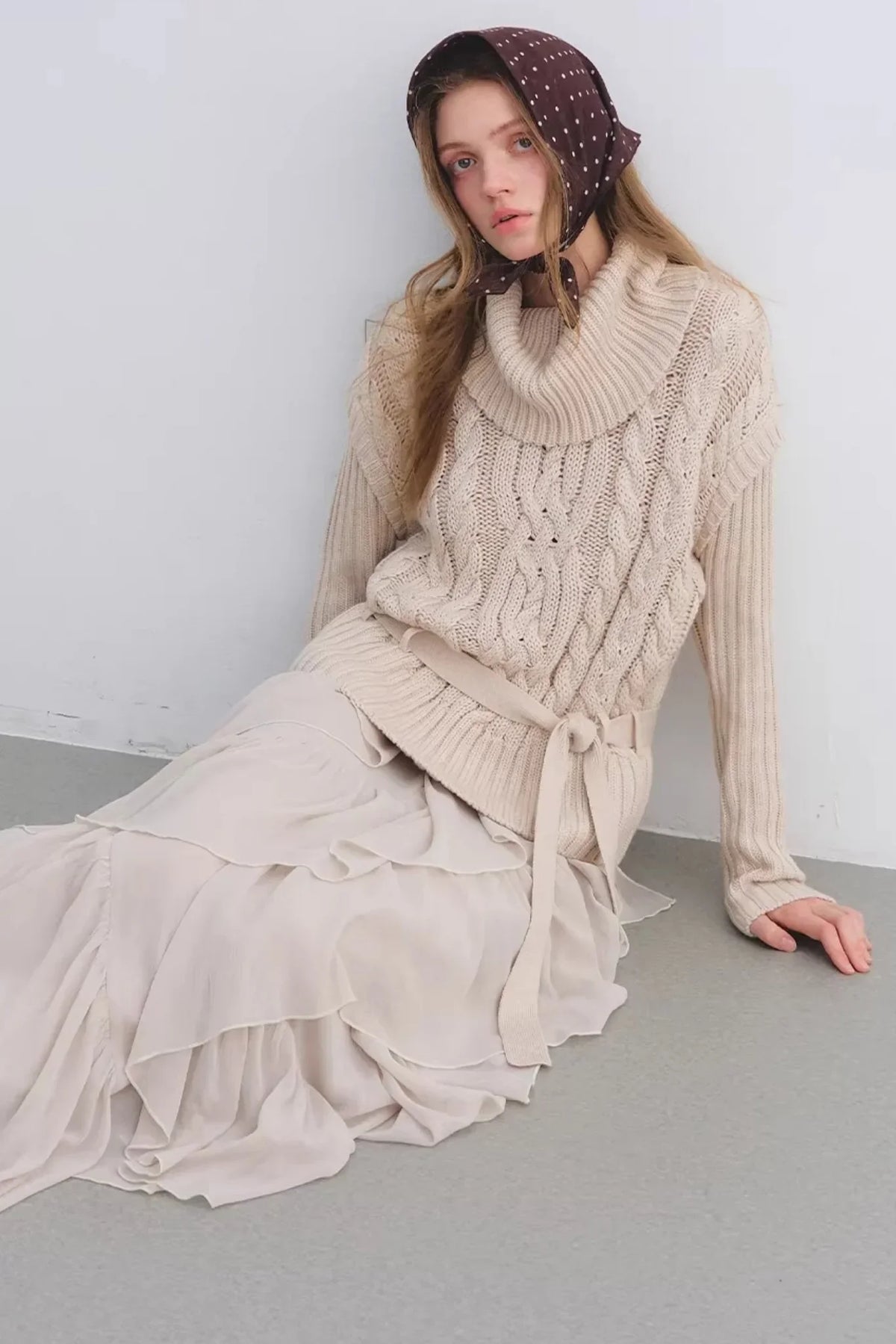 Wool Blend Cable Knit Sweater