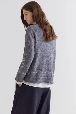 Wool Blend Embroidered Cardigan