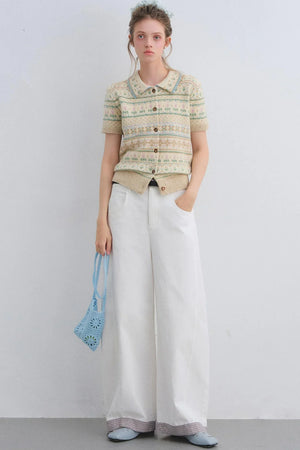 Wool Blend Fair Isle Top