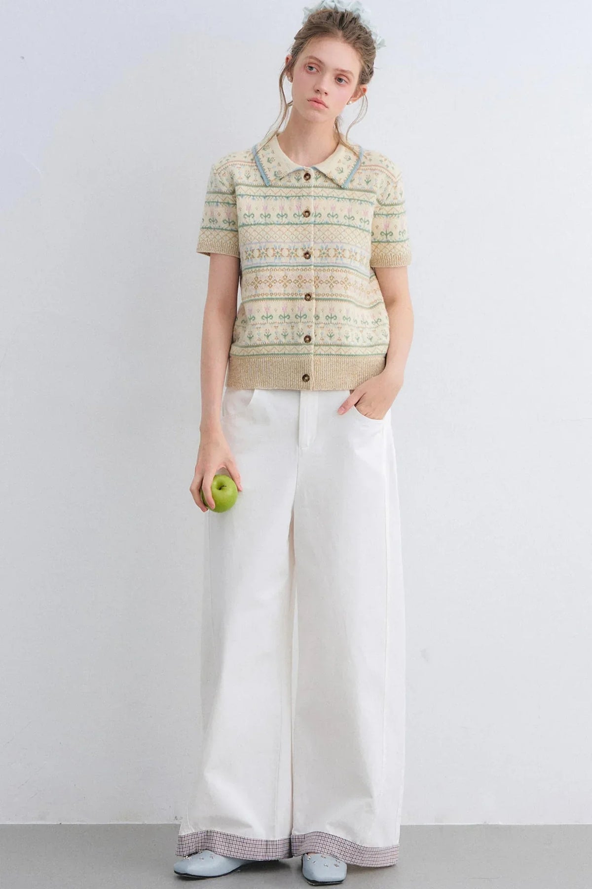 Wool Blend Fair Isle Top